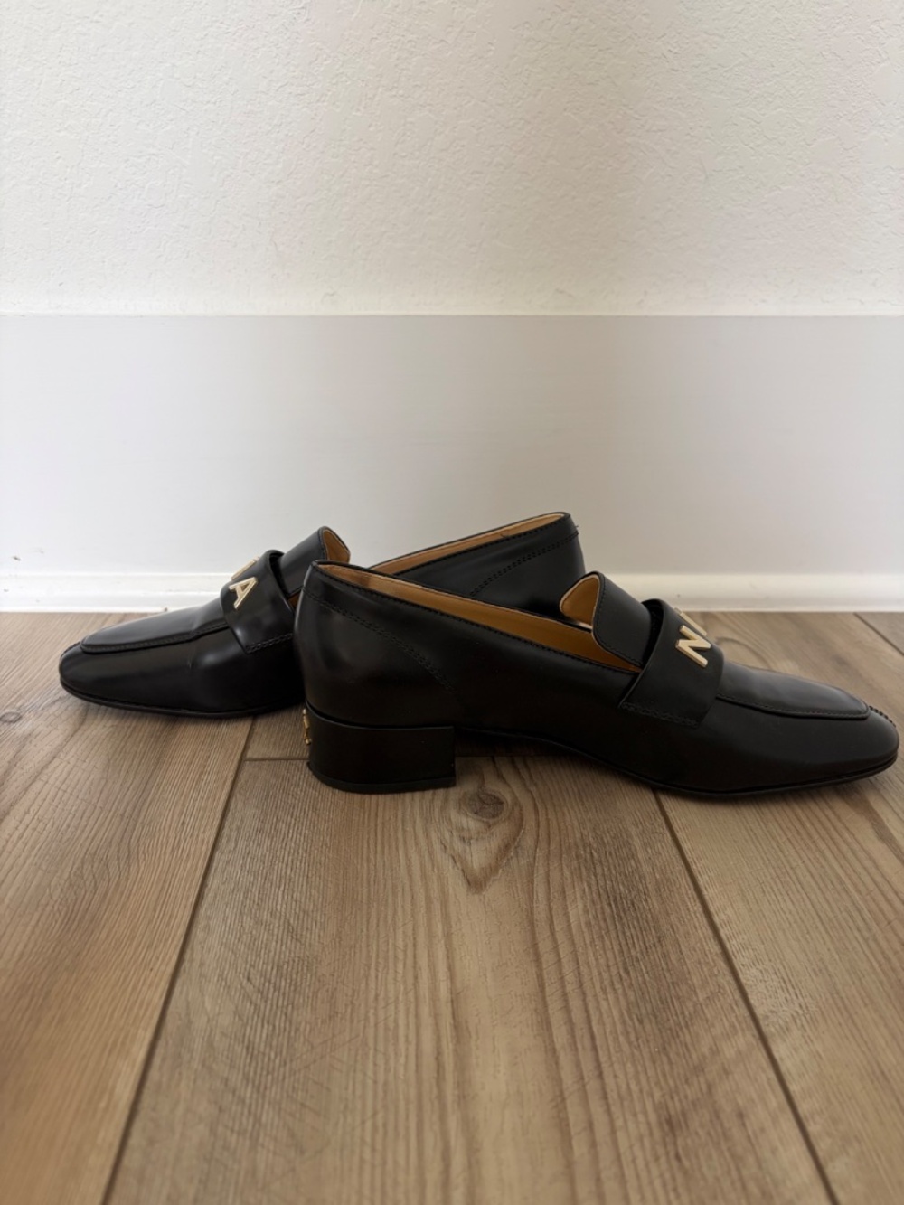 CHANEL Shiny Calfskin Logo Loafers - Picture 5 of 8